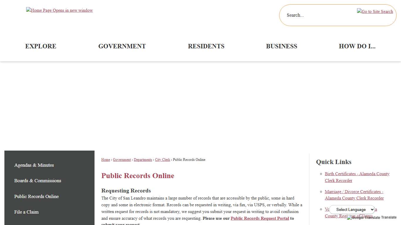 Public Records Online | San Leandro, CA